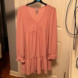 Long sleeve light pink short asos dress